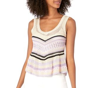 BCBGeneration Striped Knit Tank Top Boho Neutral Sleeveless Cami